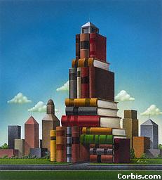 'Book Stack with Buildings' - disegno di Theo Rudnak tratto da Corbis - www.corbis.com