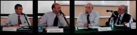 Luigi Orsenigo, Franco Malerba, Richard Nelson, Piero Bassetti alla Lecture di Nelson del 18 giugno