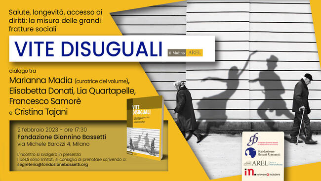 Cartolina dell'evento dedicato al libro Vite disuguali